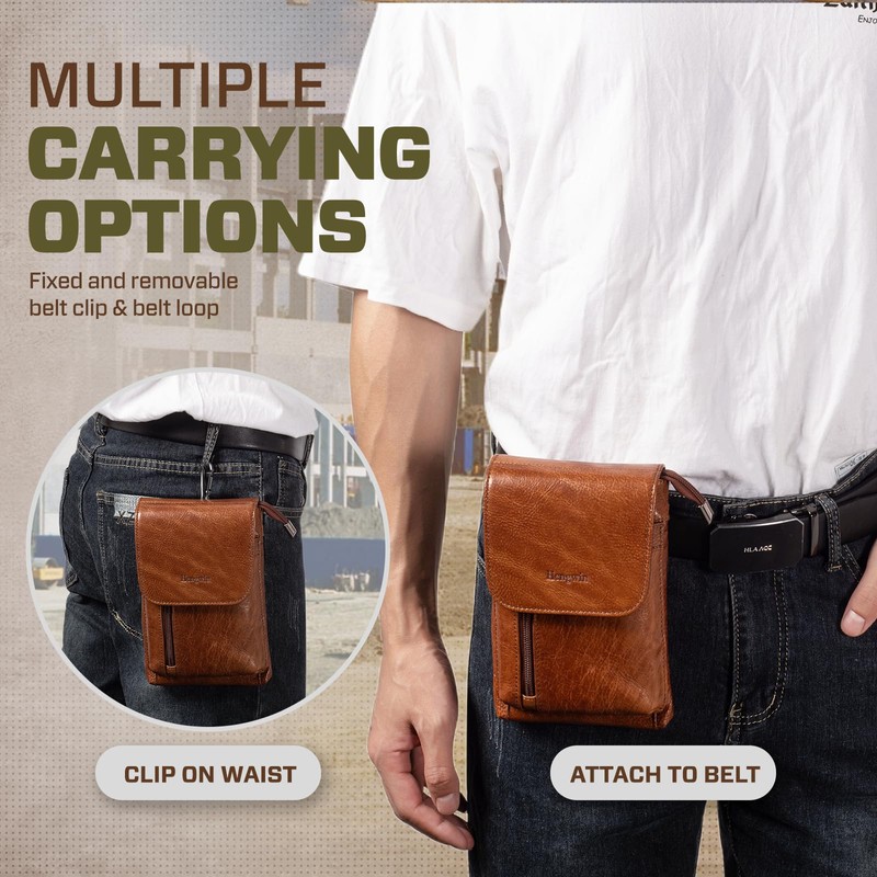 Hengwin Genuine Leather Small Crossbody Bag for Men Women, Cellphone