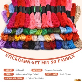 Benlay Set di 50 fili da ricamo, per braccialetti dell'amicizia, punto croce, tessitura e progetti fai da te, in poliestere morbido e resistente