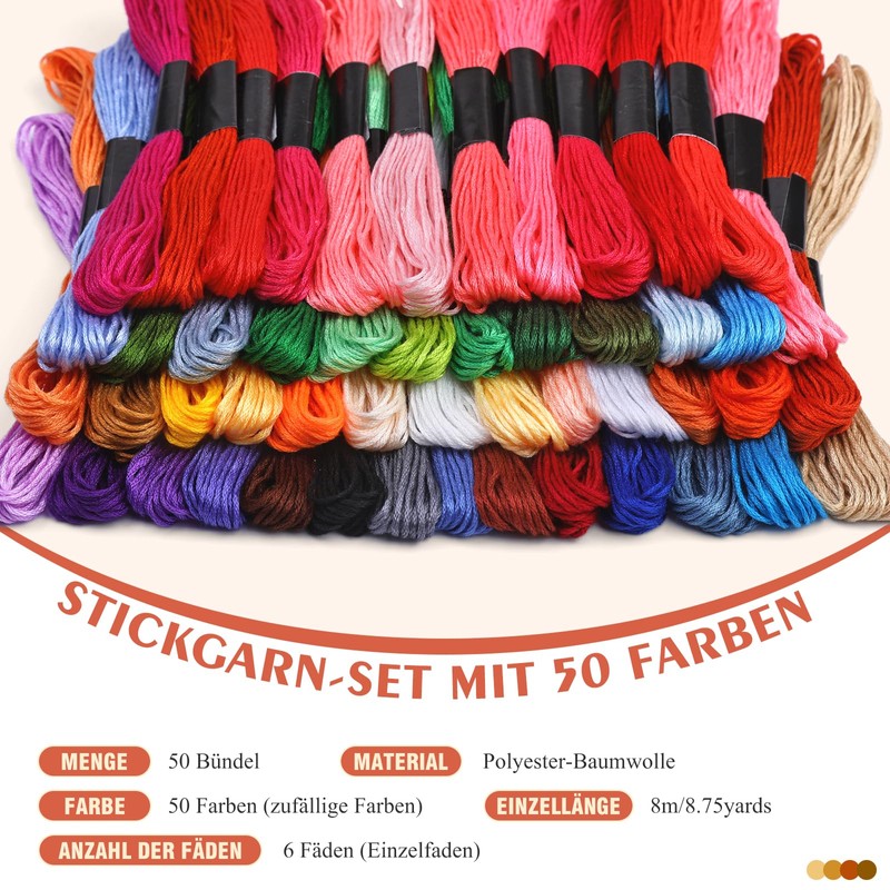 Benlay Set di 50 fili da ricamo, per braccialetti dell'amicizia,
