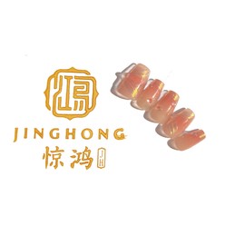 JINGHONG Handmade Nails,Press on Nails, Transparent Shining,Includes 10 Nails, Prep Pad, 1 Manicure Stick, 1 Mini File，Jelly Gel Nail Glue(Medium)