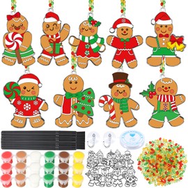 Capoda 36 Sets Christmas Suncatchers Ornaments Decorations DIY Window Paint Art Suncatchers Santa Snowman Reindeer Sun Catchers Christmas Crafts Classroom Activities Art Project (Cute)