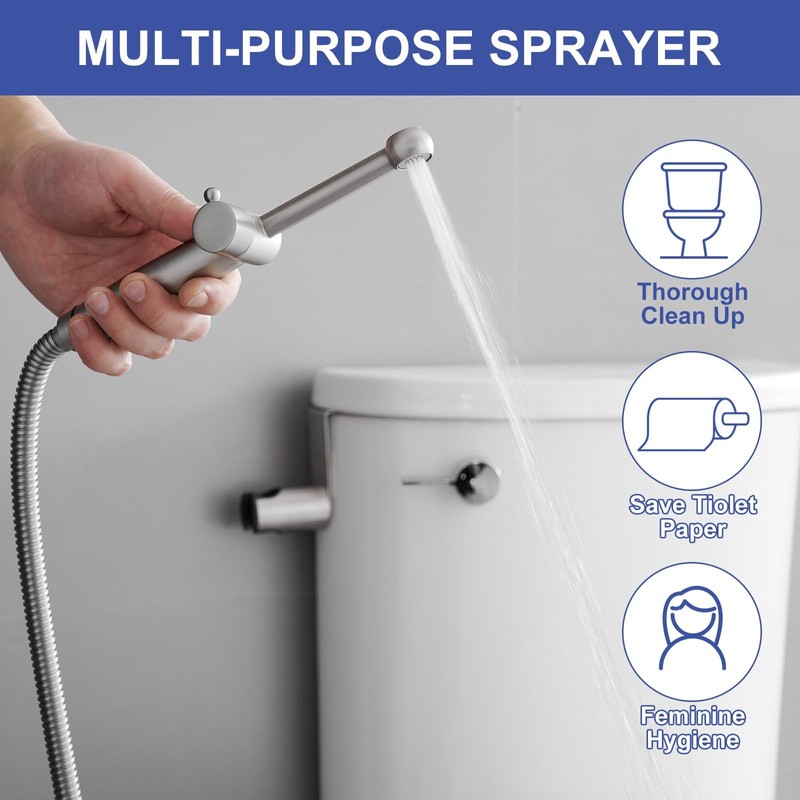 Greenspring Brushed Nickel Handheld Bidet Sprayer Attachment for Toilet Adjustable
