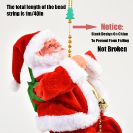 Climbing Santa with Music, Electric Santa Climbing Rope Battery Operated Climbing Santas Claus, Climbs Up and Down, Home Decoration for Parties