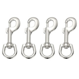 PATIKIL 4Pcs Flag Swivel Snap Clips, 4.1 Inch Heavy Duty Alloy Flag Pole Snaps Hooks Stainless Flagpole Accessories for Rope Hardware Key Chain Leash Leather Craft, Silver Tone