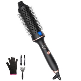 Thermal Brush for Blowout Look, 1.5 Inch Heated Round Brush for Loose Curl,Volumizing Ionic Curling Iron Wand, Hot Round Iron, Dark Grey