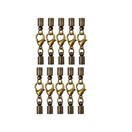 10pcs 6mm Antique Bronze End Cap with Lobster Clasp Leather Cord Bracelet Clasps Hooks Leather Cord End Caps with Clasp Connector Jewelry Clasps