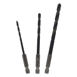 Drill America 3 Piece Quick Change Hex Shank Drill Bit Set in Plastic Pouc Case (1/8" - 1/4"), POU Series