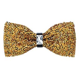 Oliver George Rhinestone Bow Ties for Men -Pre Tied Sequin Bowties Men with Adjustable Length, Jewel Bow Tie Gold