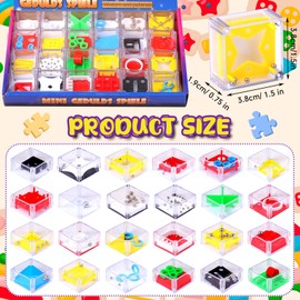 Sumind Mini Maze Cube Puzzle Box Pack of 24, Balance IQ Maze Game 1.5 Inch 3D Brain Teaser Ball Ideal Prizes Gifts Puzzles Party Favor Games for Mind Challenge Gifts