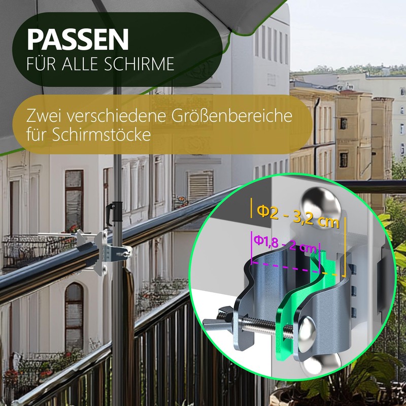 4smile Parasol Holder Balcony Railing - Compact Parasol Holder Balcony