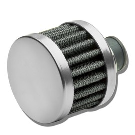 Auto Dynasty 9MM Inlet Universal Chrome Round Straight Aluminum Crankcase Breather Filter (White)