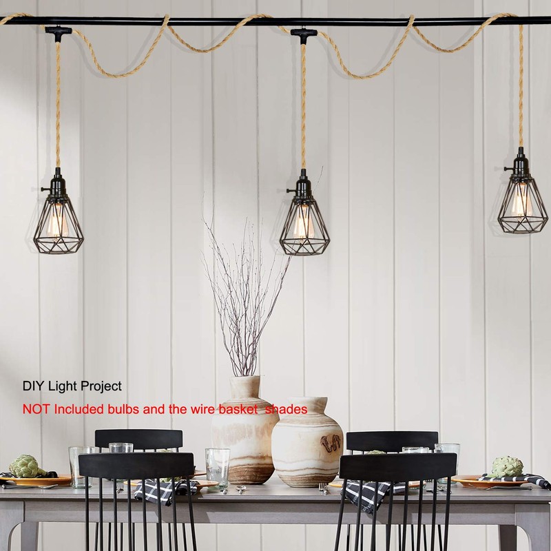 ALAISLYC Triple Plug in Pendant Lights with Cord Hanging Lamp