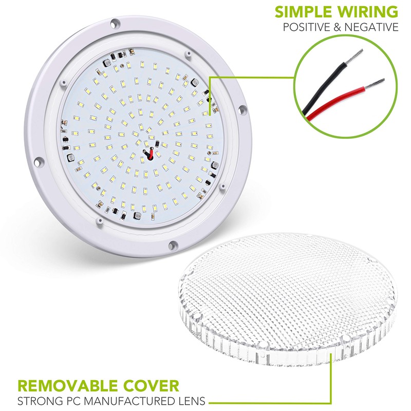 RV Trailer Camper 1000 Lumen 5th Wheel White 8.5" Round
