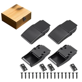 Pack of 4 Toggle Latches, Small, Crate Closure, Side Wall Closure, Lever Lock, Latch Lid, for Boxes, Cupboards, Drawers, Doors, Windows, Black, Hasp, Latch Head, Lock