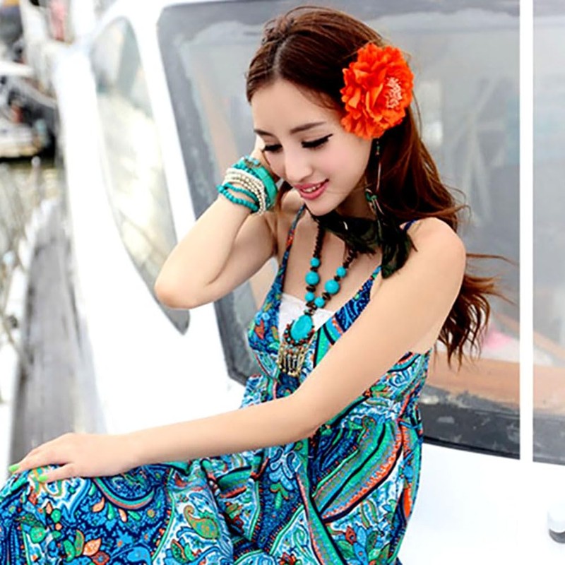 Koolgil Women's Bohemia Peony Flowers Hairpin Hair Clip Flower Brooch