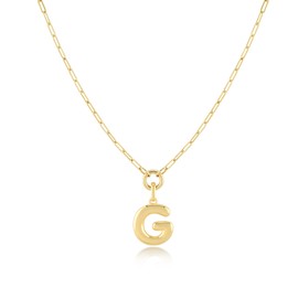 Jewelry Atelier Gold-Filled Initial Necklace for Women – Layered Initial Necklace with A-Z Pendant – 14k Gold-Filled Paperclip Chain– Cute Layered Gold Choker – Gold Jewelry for Women (G)