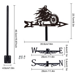 SUPERDANT Death God Motorcycle Weather Vane Metal Wind Direction Indicator Measuring Instrument Roof Decorative Wind Direction Vanes for Outdoor Garden Farm Backyard Gazebo Barn Art Decoration Black