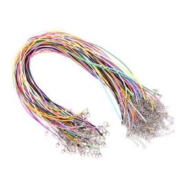 OSALADI 60pcs DIY Necklace Cords with Lobster Clasp Wax Leather Rope for Jewelry Making Black White Khaki Grey for Bracelets Anklets