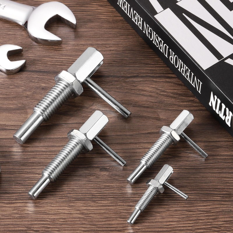 PATIKIL Retractable Indexing Plunger Pin, 2 Pcs M6x1 Stainless Steel