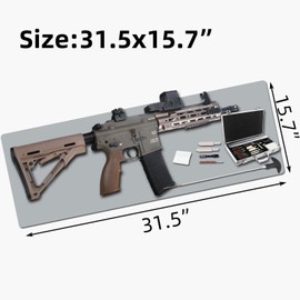 Miaozhun Gun Gleaning Mat for Pistol Rifle Shotgun, 31.5" x 15.7" Oil-Resistant Gun Cleaning Pad, Non-Slip Waterproof Leather Workbench Mat Desk Pad for Craft Gunsmith Maintenance (Gray)