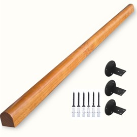 Wooden Handrails, 1-20ft Non-Slip Staircase Handrail, for Home Garden Corridor Lofts Kindergarten Guardrail Decking Railings, Wall Mounted Barrier-Free Staircase Grab Bar for Elderly (Size : 8ft)