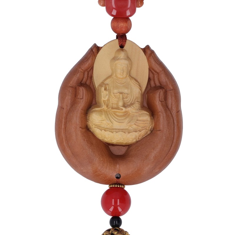 Buddha Car Pendant Peach Wood Exquisite Carving Mind Purification Wealth