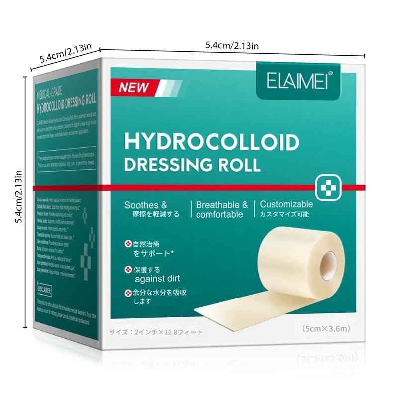 ELAIMEIハイドロゲルバンデージ ハイドロコロイド ロール 粘着絆創膏 多用途 自由裁断 5cmx3.6m 5cmx1.5m 汚染を防止 スキンケアパッチ