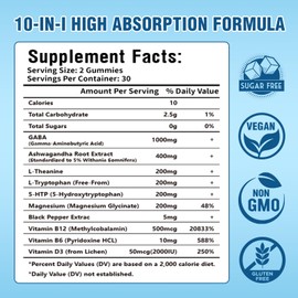 2Pack GABA Gummies for Relaxation, Zzz & Mood – Sugar-Free Calm Gummies with L-Theanine, 5-HTP, Vitamin D3 – Natural Zzz Support, GABA Supplements for Adults 120 Count