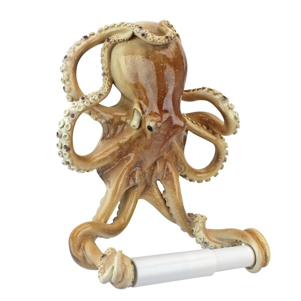 Design Toscano Holder-Tentacles Octopus Beach Toilet Paper Roll-Bathroom Wall Decor, Multicolor