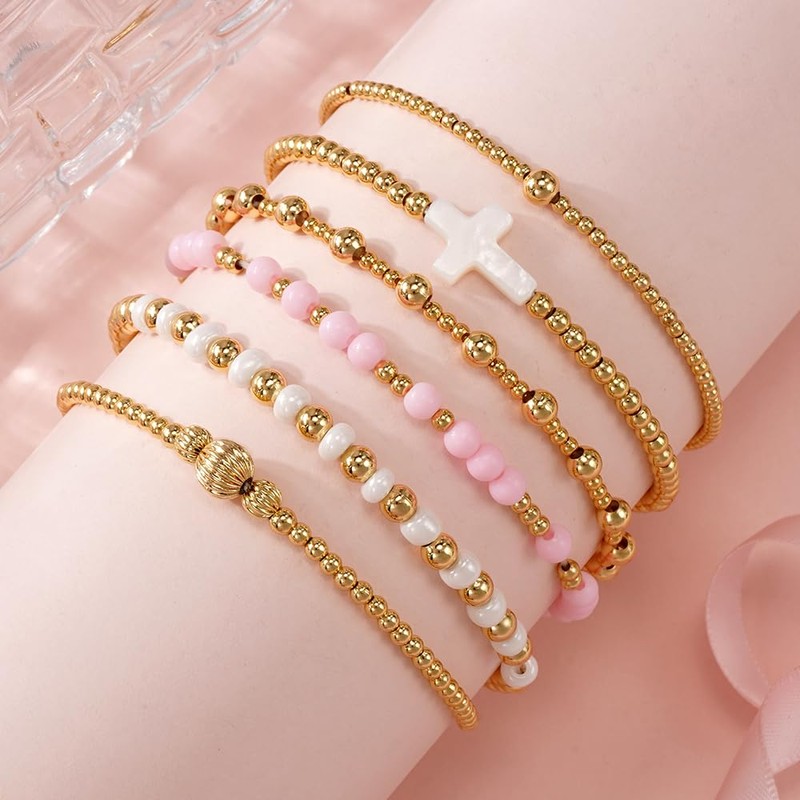 Bohxantium Gold Beaded Bracelets for Women - Boho Colorful 14K