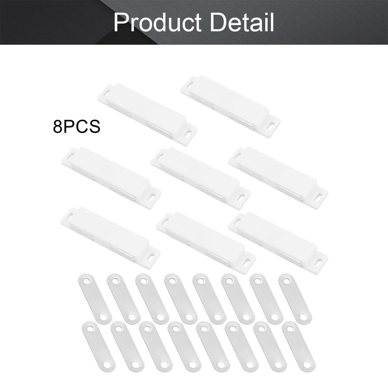 MroMax 8Pcs Double Magnetic Catchs 3.74" Long Plastic Cabinet Latches