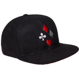 Cadency® Snapback Cap Poker Women Men Black Unisex Adjustable Size, black