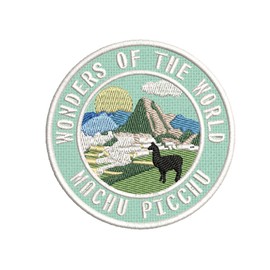Machu Picchu Patch Iron-on Embroidered Applique for Clothing Vest, Sew-on Decorative Embroidery, Badge Emblem, National Park, Souvenir, Outdoor, Incan Citadel Andes Mountains Peru, Urubamba River