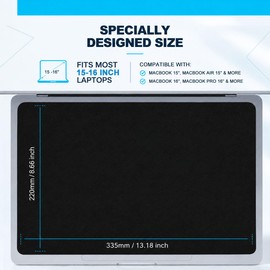 2 Pack Microfiber Liner Cleaning Cloth 15" 16" MacBook Air/MacBook Pro Screen Keyboard Imprint Protection, Keyboard Protector Compatible with MacBook Air 15.3"/MacBook Pro 15"/MacBook Pro 16"-(Bk+Gy)