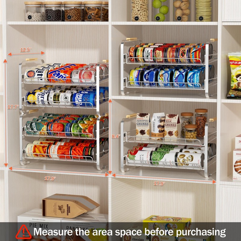 MAXIFFE 2-Tier Can Organizer for Pantry, 16.9"W × 11.5"D ×