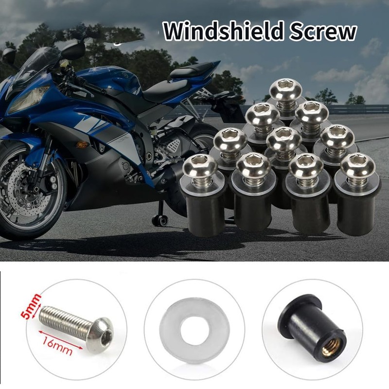 Motorcycle Windshield Mounting Screws, M5 x 16 mm Motorcycle Windscreen