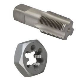 Drill America 1" NPT Pipe Tap and Die Kit, Carbon Steel Pipe Tap and Pipe Die - Hex Shape, POUT Series