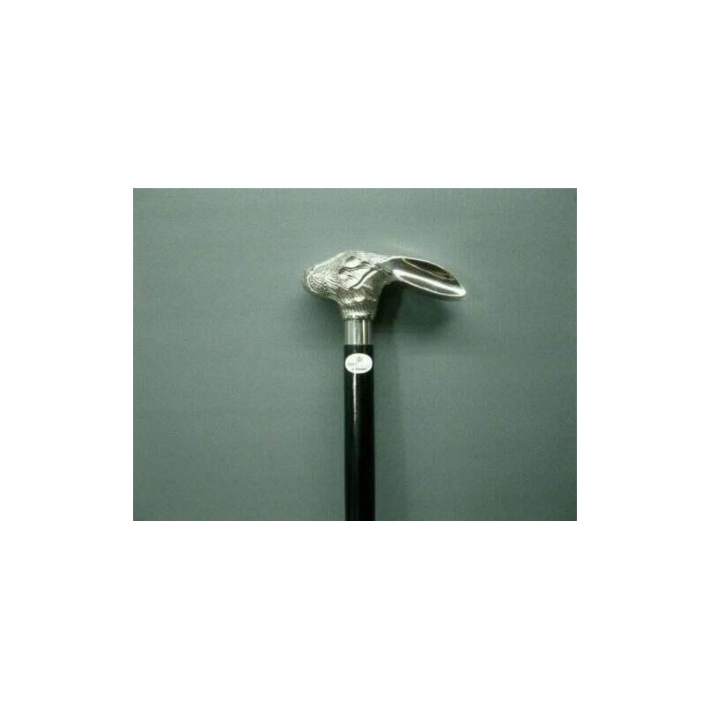 Antique Wooden Walking Stick Victorian Rabbit Brass Head Handle Cane