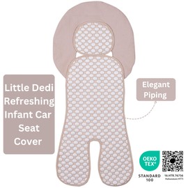 Little Dedi Iceberg Innovative Car Seat Liner, 4D Fabric with Cooling Effect, Oekotex 100 Class 1, Removable Head Cushion, Quick Drying, Suitable for Most Seatbelt Systems (Beige)