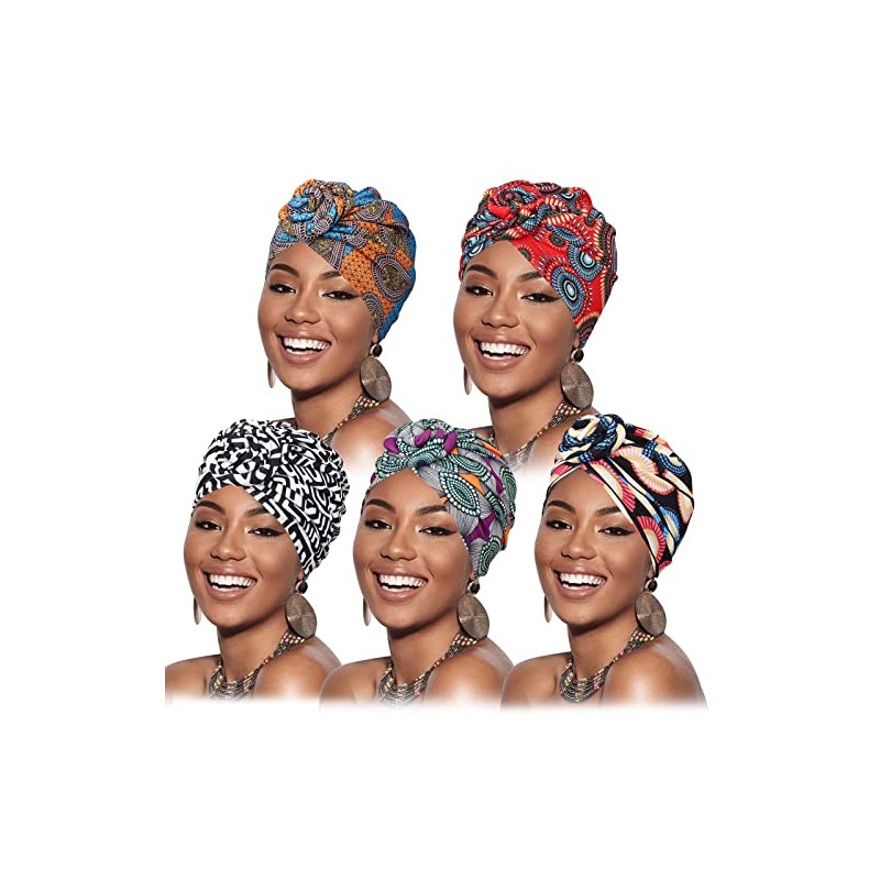 DRESHOW 5 Piezas Africano Turbante para Mujer Gorro de Nudo