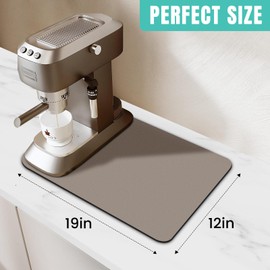 WISELIFE Coffee Mat Super Absorbent Dish Drying Mat Coffee Bar Accessories Match with Coffee Maker Coffee Machine Coffee Pot Large Drying Mats for Kitchen Counter 12" W x 19" L, Khaki