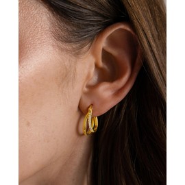 MUMREUES Gold Earrings for Women Trendy 14K Gold Plated Hoop Earrings Small Hoop Huggie Earrings Cubic zirconia Cute Simple Minimalist Dainty Hypoallergenic Jewelry Gifts for Her