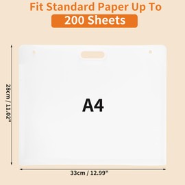 CAPASTEC Art Portfolio Folder for Artwork, PP Art Portfolio with Handles, Waterproof Art Storage Bag for Drawings, Sketches, Photography, 33 x 28 cm, White, White