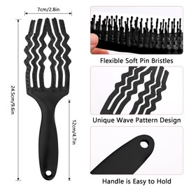 Detangle Hair Brush,Anti Frizz Comb Brush Extension Paddle Brush Tangle Tamer With Flexible Soft Pin Bristles for Curly Straight Wavy Dry Wet Hair Women Men Children