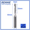 Rennie Tools 4mm x 22mm Flute x 1/4" Shank Solid