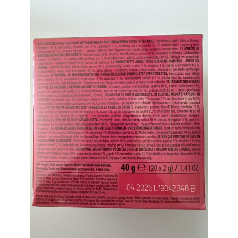 Loyd Fruit Tea Raspberry & Strawberry Flavored, 20 teabags (Pack