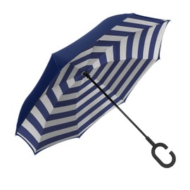ShedRain Unbelievabrella Inverted, Upside Down, Windproof & Rainproof Car Umbrella - Hands Free C-Shape Handle - Heavy Duty, Double Layer Reverse Canopy Protects Men & Women Outdoors from Wind, Sun, UV & Rain, UPF 50 Rated (Bond / Navy)