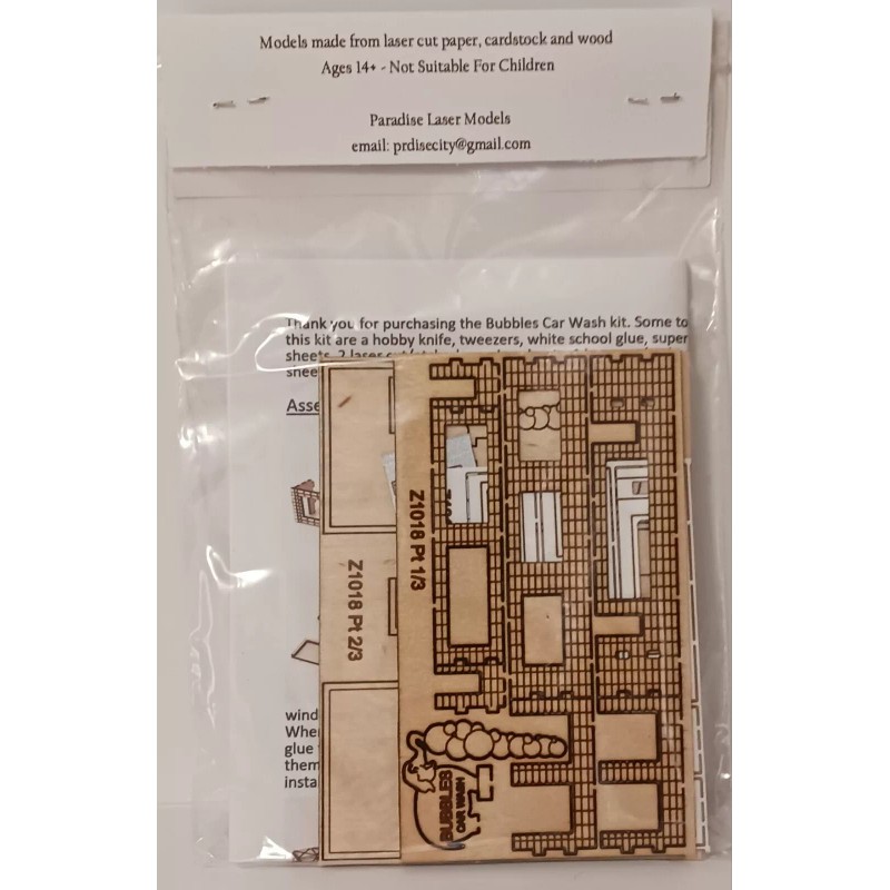 Paradise Laser Models Bubbles Car Wash Kit - Z Scale