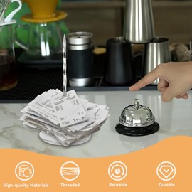 Note Skewer, Receipt Holder, Rustproof Stainless Steel Receipt Holder, Note Skewer, Stainless Steel Memo Holder, Apier Spike Holder with Round Base, Stainless Steel Paper Spike for Restaurant Kitchen