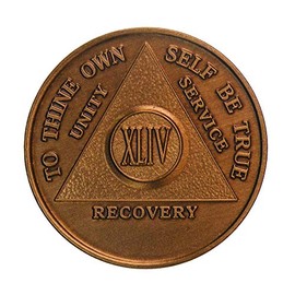 44 Year Bronze AA (Alcoholics Anonymous) - Sober / Sobriety / Birthday / Anniversary / Recovery / Medallion / Coin / Chip